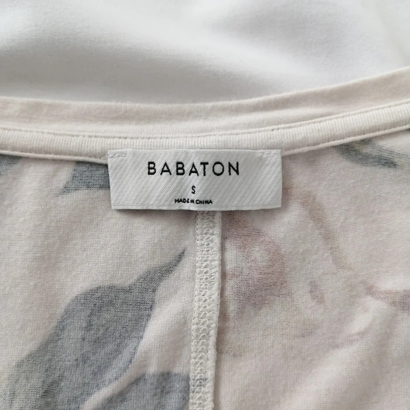 Aritzia Babaton Jersey Floral Tropical Scoop Neck Short Sleeve T-Shirt Small - Picture 8 of 14